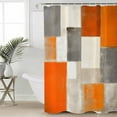 thumbnail image 2 of Small Stall Shower Curtain 48x72 Inch Narrow Half Size Burnt Orange Bath Curtains Bathroom Decor Grey Modern Abstract Art Oil Painting Geometric Waterproof Shower Curtain Set with Hooks 48 Inch, 2 of 6