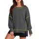 thumbnail image 1 of Sudadera Informal de Cuello Redondo para Mujer, de Larga, Holgada, , con Costuras en Contraste, para Otoño. Gris Oscuro XXL, 1 of 8