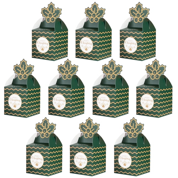 Christmas Kraft Paper Gift Boxes,10PCS Christmas Candy Gift Treat Bags for Xmas Party Supplies