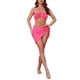 thumbnail image 2 of INSPIRAR CHIC Conjuntos de Bikini de Cuerda en Forma de Círculo para Mujeres de 3 Piezas con Parte Inferior Triangular, Tiras Lateral y Cubierta de Baño en Color Rosa Rojo Medio, 2 of 5