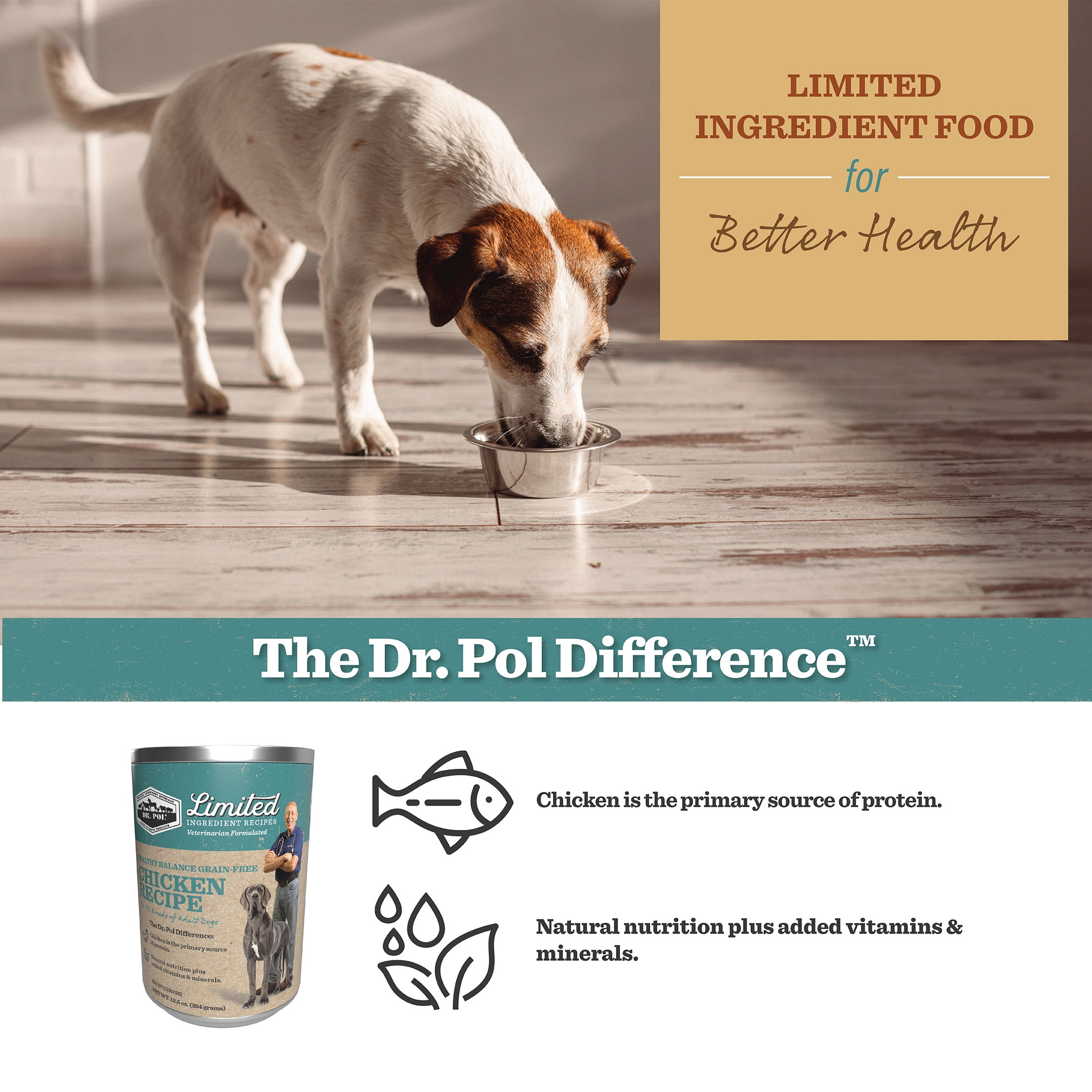 (12 pack) Dr. Pol Limited Ingredient Chicken Canned Dog Food, 12.5oz.