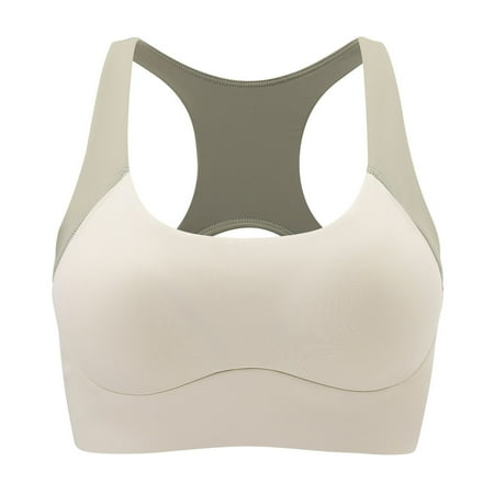 Blphud Womens Bras No Wire Plus Size Large Sports Bra Women Wireless Bra Vest Breathable Chest Pad Wearing Sports Underwear Bra Sports Bras for Women Soft Trendy Lingerie for Women Beige XL