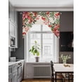 thumbnail image 3 of Cardinal Bird Swag Valances for Windows, Small Curtains Drapes, Pine Cones Poinsettia Berry Floral Beige Kitchen Window Curtains Over Sink Window Treatment Valance for Bedroom/Bathroom 56"x36", 3 of 5