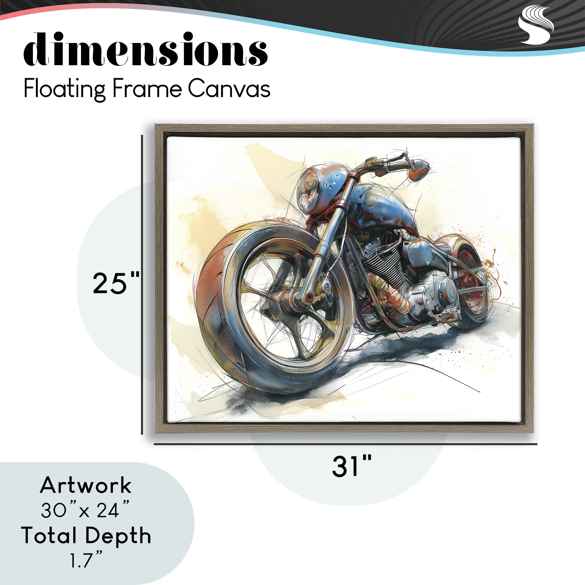 Stupell Industries Whimsical Motorcycle Concept Brown Framed Floater Canvas Wall Art, design by Steve Hunziker