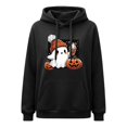 thumbnail image 2 of Only Moment Black Womens Hooded Hoodies Sweatshirts Halloween Printed Long Sleeve, Drawstring, Lightweight Hooded Tops, Side Slit, Relaxed Fit Outfits, Fall Winter Clothes, 2026 Fashion Clothing 2XL, 2 of 4