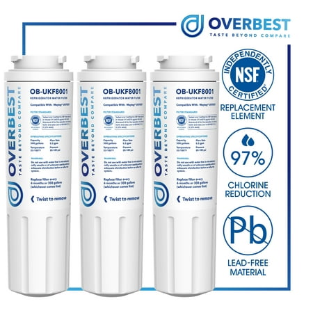 OVERBEST UKF8001 Refrigerator Water Filter, Compatible with Maytag UKF8001, UKF8001AXX, UKF8001P, Whirlpool 4396395, 469006, EveryDrop Filter 4, Puriclean II, Pack of