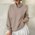 thumbnail image 4 of ZQGJB Fashion Sweatshirts for Women Long Sleeve Turtle Neck Solid Color Pullover Tops Loose Oversized Casual Basic Athletic Sweater T-Shirts Khaki XXL, 4 of 7