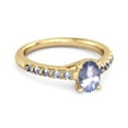 thumbnail image 2 of Solitaire 1.70 Ctw Oval Tanzanite 925 Sterling Silver Gold Vermeil Floating Halo Women Valentines Day Gifts Ring, 2 of 3