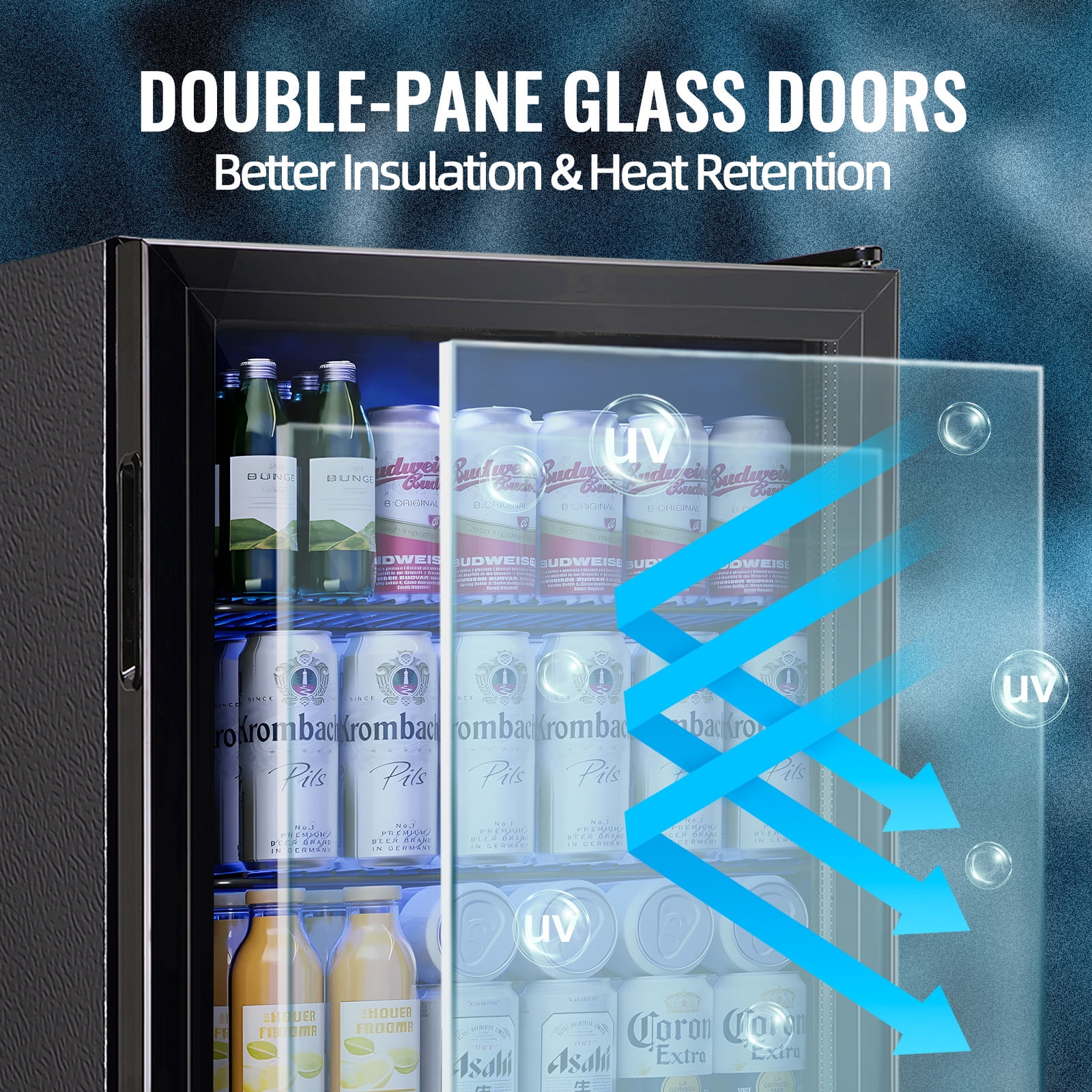 TACOOL Small Beverage Cooler 130 Can Beverage Refrigerator Cooler, 3.5 Cu.Ft Drink Mini Fridge Glass Door for Soda Beer Black