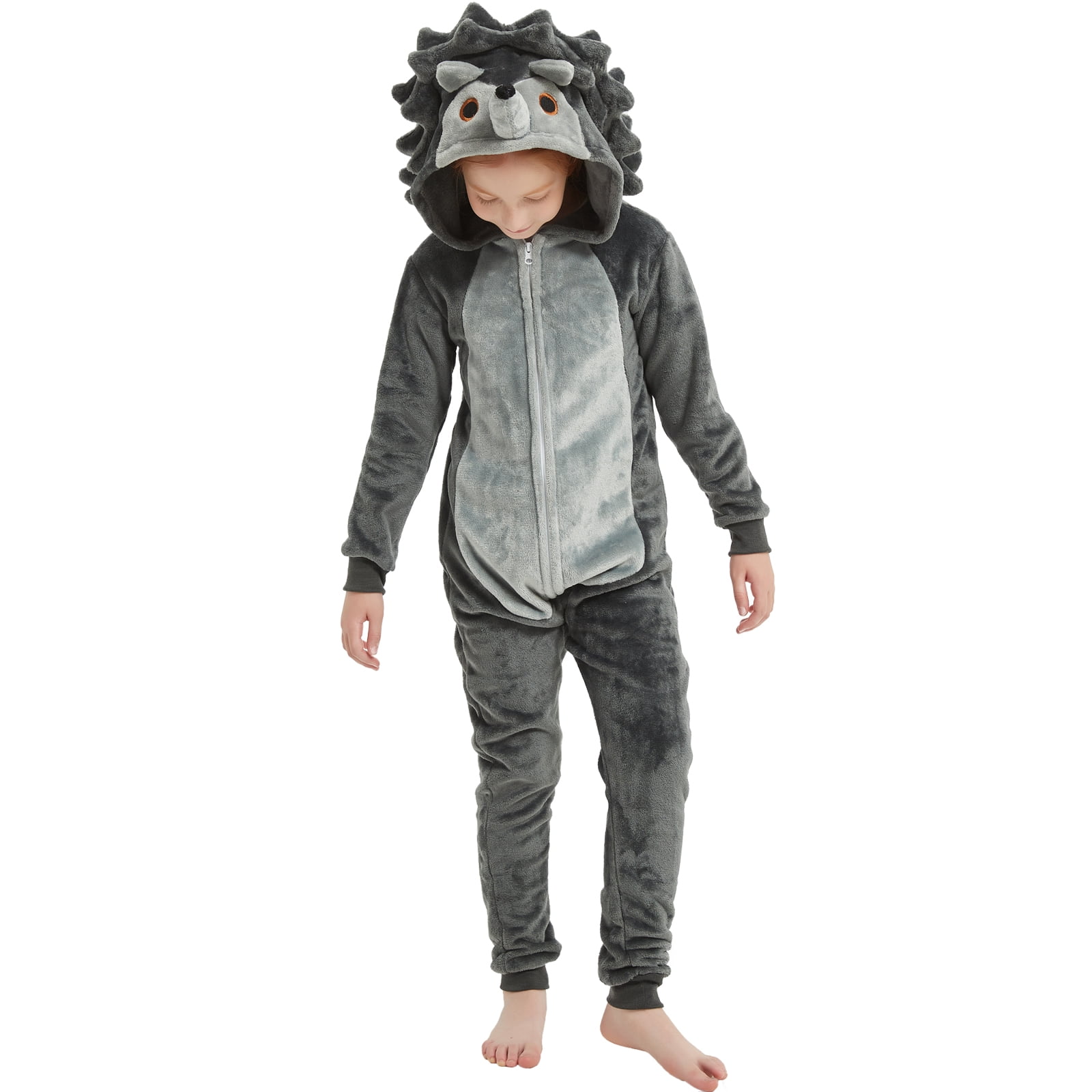 SWEETXIN Kids Hedgehog One-Piece Pajamas Halloween Snug Plush Costume Sleepwear Christmas Gifts for Girls Boys 12Years