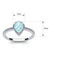 thumbnail image 5 of SuperJeweler 1 Carat Pear Shape Aquamarine and Halo Diamond Ring In Sterling Silver For Women, 5 of 6