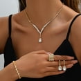 thumbnail image 2 of Faty-T Bridal Wedding Jewelry Sets Silver Rhinestone Necklace Earrings Bracelet Set Prom Formal Costume Jewelry Set for Women and Brides, 2 of 11