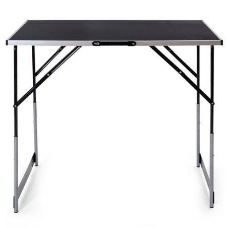 Rubber Steel Table GHP 3-Pcs 88-Lbs Capacity Aluminum Steel Adjustable Folding Outdoor Camping Tables ()