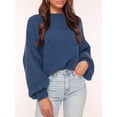 thumbnail image 6 of Women'S Oversized Sweater Crewneck Fall Winter Long Sleeve Fuzzy Warm Knit Pullover Sweaters Trendy Outfits Navy Blue XL, 6 of 7
