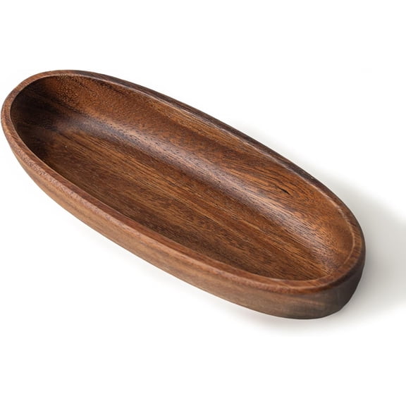 Wooden Boat Bowl – Rustic Handcrafted Decorative Farmhouse Centerpiece, Oval Accent Bowl for Table or Coffee Table (Large (9.8"))