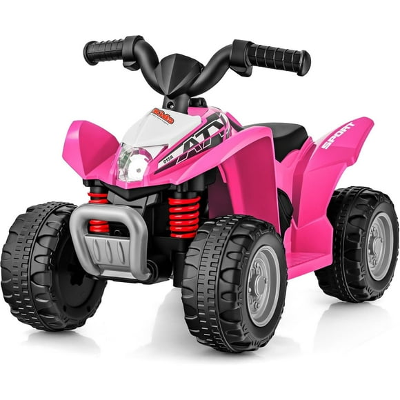 OLAKIDS Kids Ride On ATV, 6V Electric Vehicle for Toddlers, 4 Wheeler Battery Powered Motorized Quad Toy Car for Boys Girls with LED Lights, Music, Horn (Pink)
