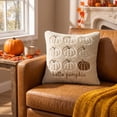 thumbnail image 4 of Dmlowu Fall Pumpkin Pillow Covers for Couch, Soft Plush Corduroy Embroidered Pillow Cases for Thanksgiving Halloween Decorations, Warm Autumn Orange, 18 x 18 inch, 4 of 7