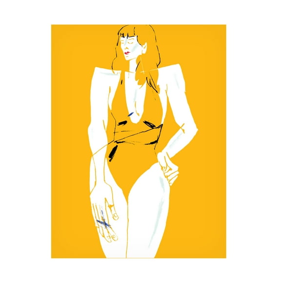Trademark Fine Art Francesco Gulina Girl in Bathing Suit Yellow Canvas Wall Art