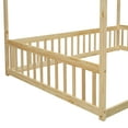 thumbnail image 6 of Full Size Canopy Frame Floor Bed with Fence, Bed Frame with Guardrail, Bed Slat Support for Bedroom, Easy Assembly, Natural, 6 of 7