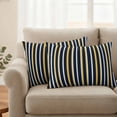 thumbnail image 2 of Orange Navy Blue Outdoor Waterproof Pillow Covers, Modern Abstract Vertical Striped Decorative Rectangle Throw Pillowcase Sofa Cushion Sham for Patio/Couch/Chair, 20"x12" 2 Pack, 2 of 8