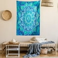 thumbnail image 2 of Mandala Tapestry, Hand Drawn Style Ancient Symbol with Grungy Modern Art Design, Wall Hanging for Bedroom Living Room Dorm Decor, 40W X 60L Inches, Blue Pale Blue and Sea Green, by Ambesonne, 2 of 5