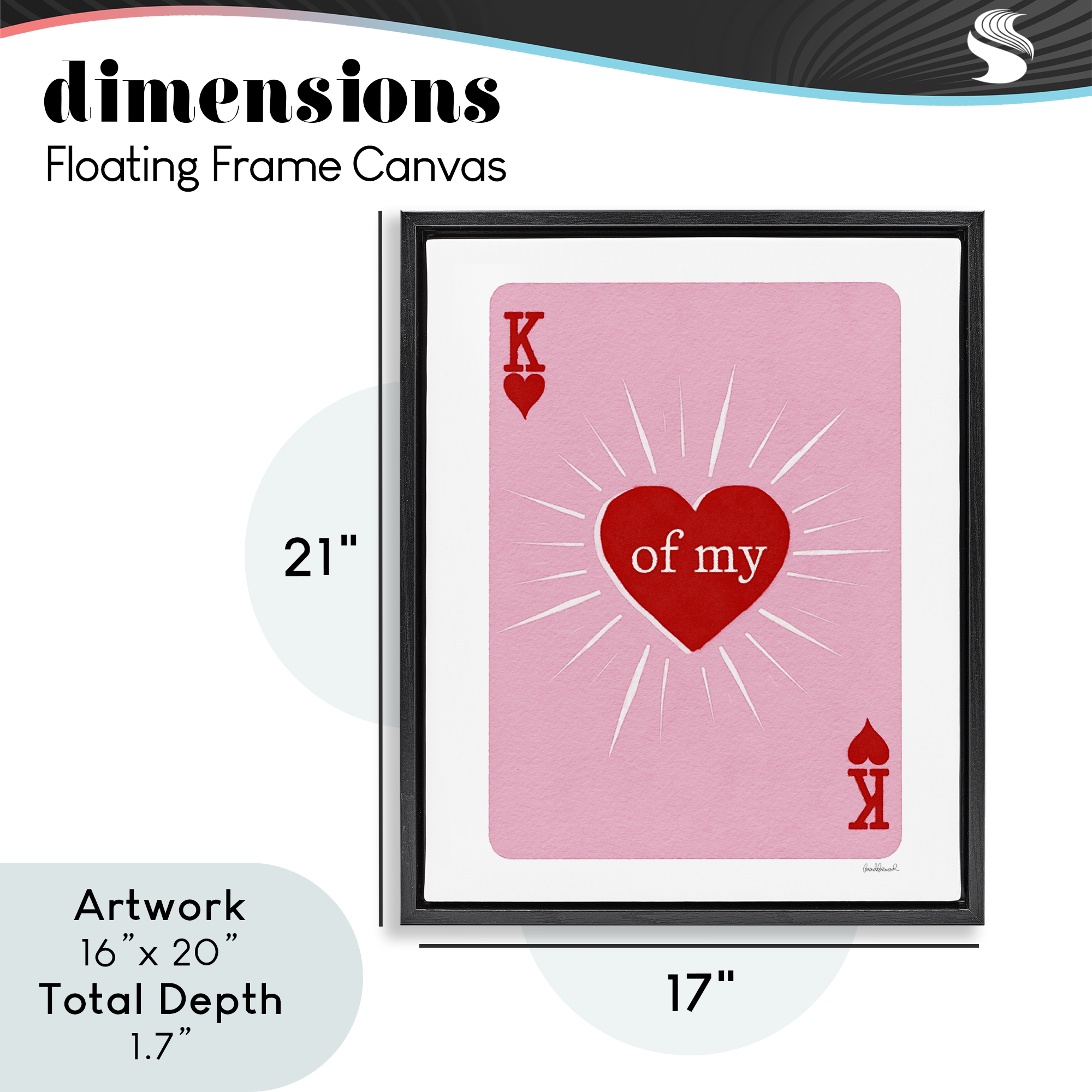 King Of My Heart Black Framed Floater Canvas Wall Art, design by Amanda Greenwood