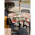 thumbnail image 5 of Outdoor Tablecloth with Umbrella Hole for Patio/Picnic/Party/Camping, Strawberry Waterproof Table Cloth Square Cover Washable, Fruits Green Palm Leaves Red Striped (54"x 54"), 5 of 9