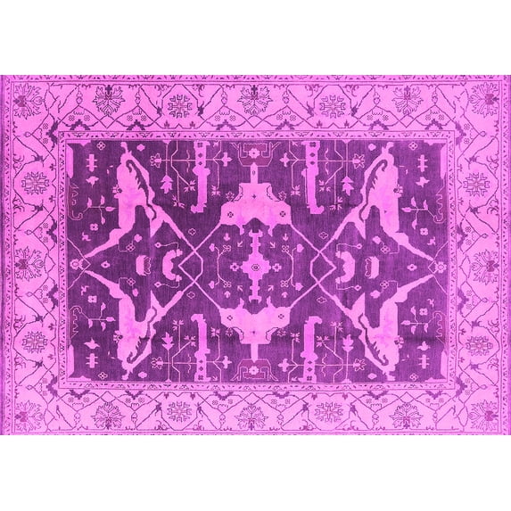 Ahgly Company Indoor Rectangle Oriental Pink Industrial Area Rugs, 2' x 5'