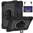 thumbnail image 2 of Galaxy Tab A8 10.5-inch X200 X205 X207,Shockproof 3-Layer Protection Heavy Duty Case 360 Rotating Kickstand Hand Strap Cover with Shoulder Strap for Samsung Galaxy Tab A8 10.5" 2022,Black, 2 of 9