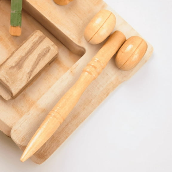 Soimiss Portable Face Massager Wooden Face Massager Light Brown 1Pack