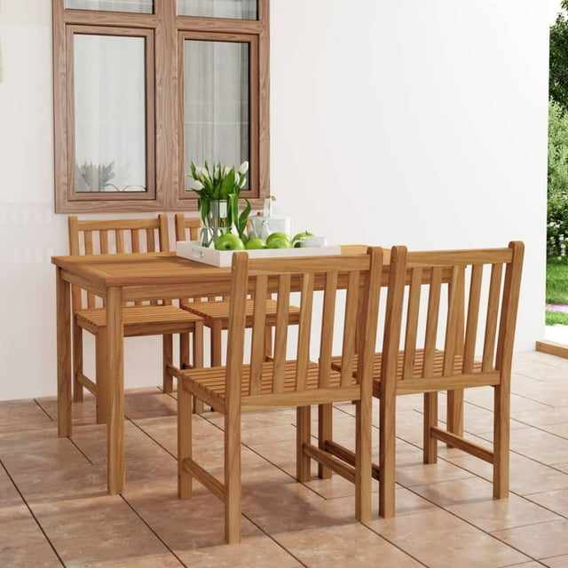 vidaXL Ensemble de Salle à Manger de Jardin 5 Pcs en Bois de Teck Massif