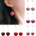 thumbnail image 1 of SPRING PARK 1 Pair Fashion Sweet Pink Cherry Simulation Fruit Earrings Cute Ear Drop Women Stud, 1 of 8