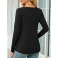 thumbnail image 6 of Fancyglim Women Long Sleeve Tunic Tops Casual V Neck Plain Shirts Blouse Black L, 6 of 10