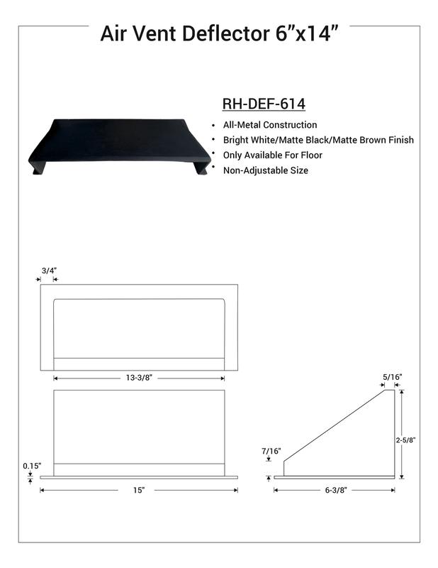 Solid Metal Deflector 6"x14" Unbreakable Cast Aluminum | Air & Heat Diverter
