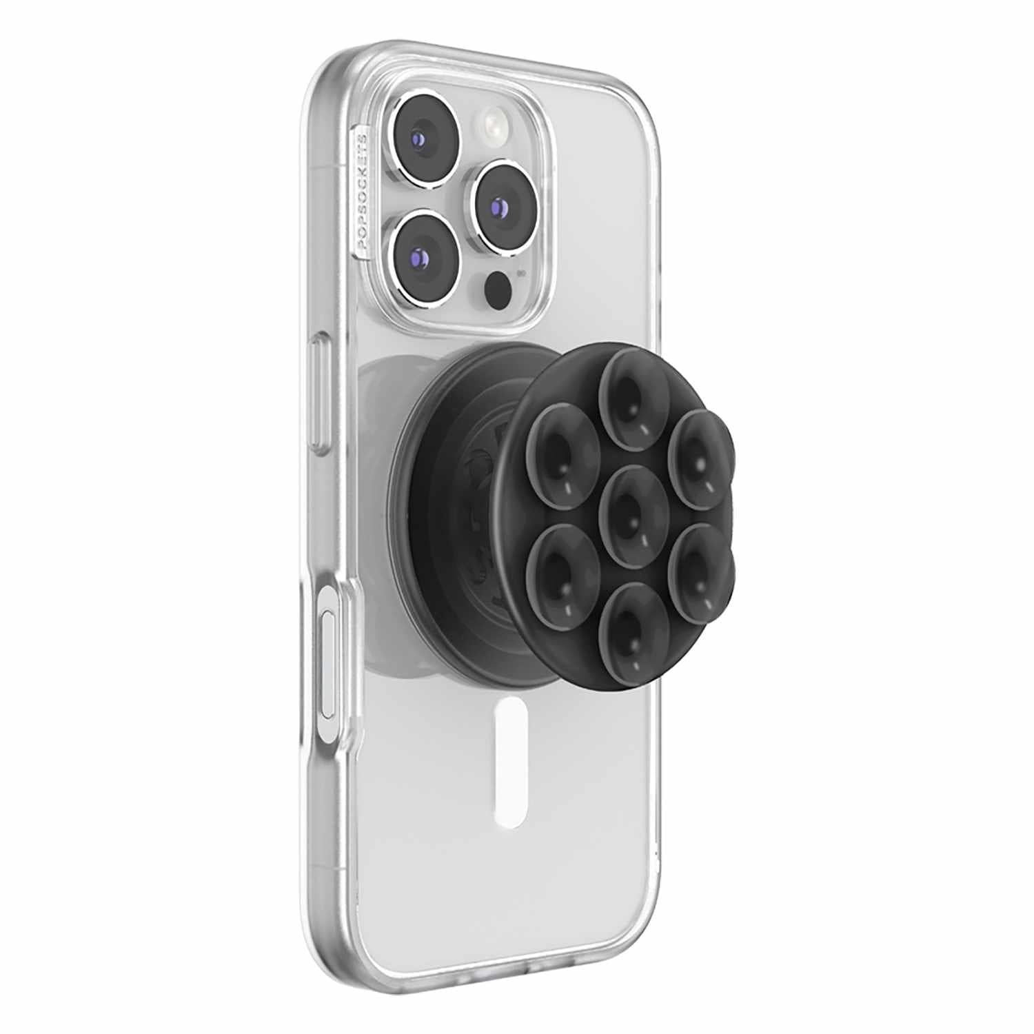 PopSockets PopGrip Suck-up pour MagSafe Rond avec Adaptateur Noir Transparent