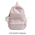 thumbnail image 2 of Polka Dot Backpack with Cute Lace Trim, Large Capacity Multi-Pockets Backpack with Pendant for Shopping Outdoor (Pink), 2 of 10