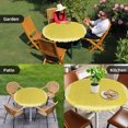 thumbnail image 4 of Yellow Retro Greek Key Round Tablecloth for 55-60 Inch Tables,Fitted Table Cover with Elastic Edge,Geometric Greece Ancient Rustic Waterproof Outdoor Table Cloth Protector for Patio Garden Dinner, 4 of 9