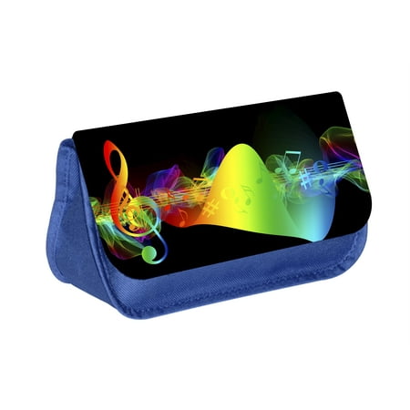 - Music - Blue Medium Sized Makeup Bag with 2 Zippered Pockets and Velcro Closure