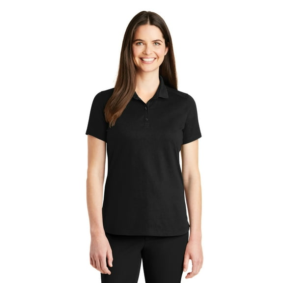 Port Authority Adult Female Women Plain Short Sleeves Polo Black Medium