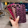 thumbnail image 6 of Compatible with iPhone 13 Case-6.1 Inch, Fashion 3D Woven Pattern Plating Phone Case, Grid Printed case for Women Girls Soft Silicone Shockproof Camera Protective Back Cover-Hot Pink, 6 of 15