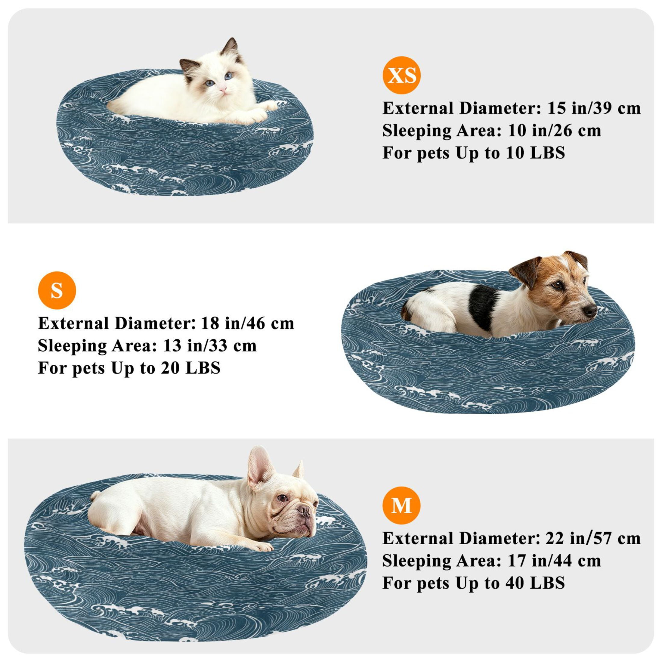 Iauyy Pet Couch Donut Cat Bed for Indoor Cats/Small Dogs Washable & Machine with Non-slip Bottom Calming Cat Furniture, Vector Illustration (M)