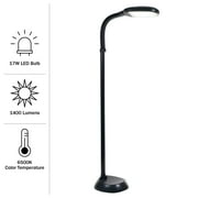 Lavish Home Natural Sunlight LED Floor Lamp with Bendable Neck 60 Inch (Black)