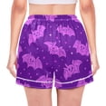 thumbnail image 3 of Women's Satin Pajama Shorts Cute Bat Cartoon Pattern with Pockets, Elastic Waist Sleep Lounge Shorts, 3 of 7
