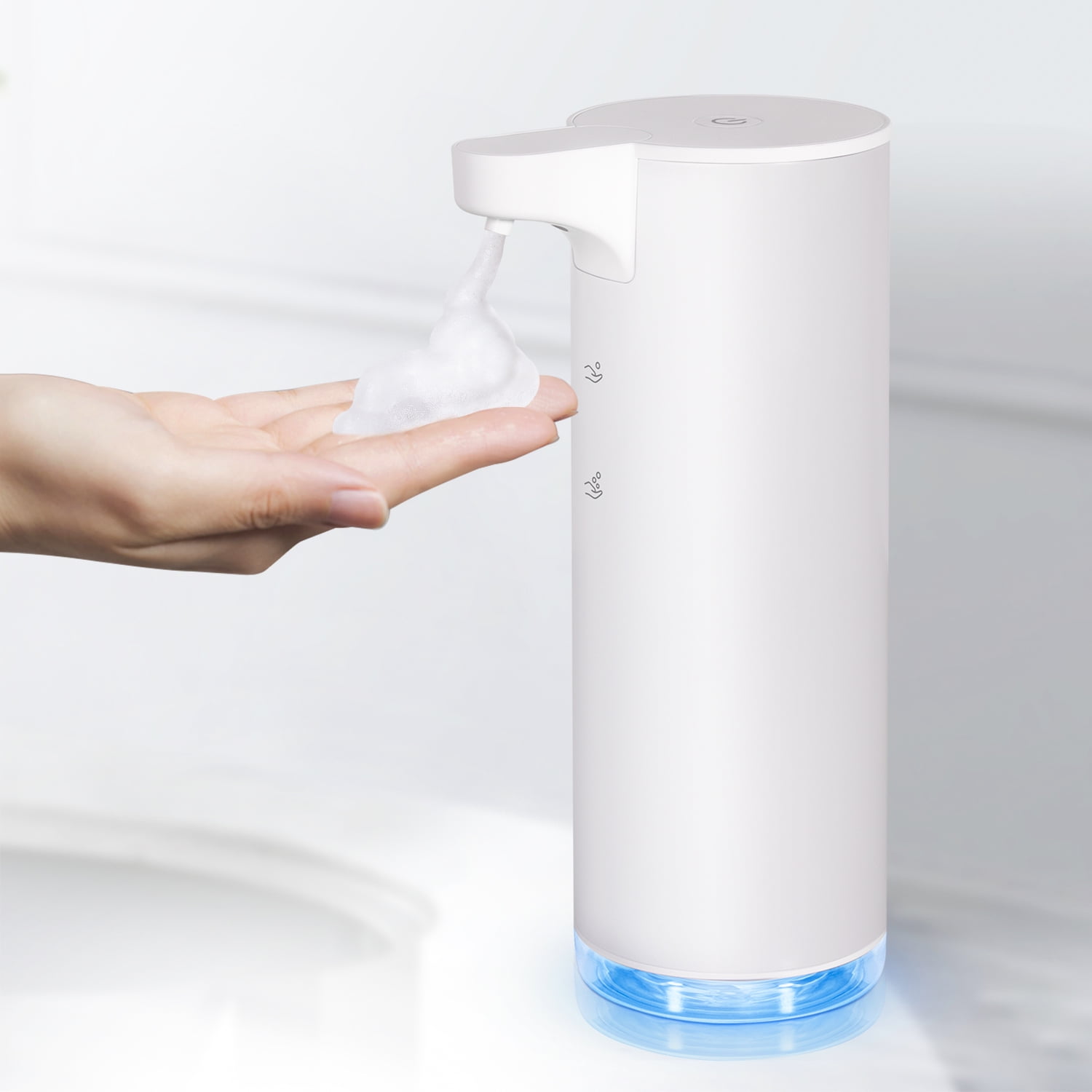 Automatic Foaming Soap Dispenser: Rechargeable Touchless Soap Dispenser Stainless Steel Foam Soap Dispenser for Bathroom Hand Soap Pump for Kitchen Xmas Gift, 9oz, White