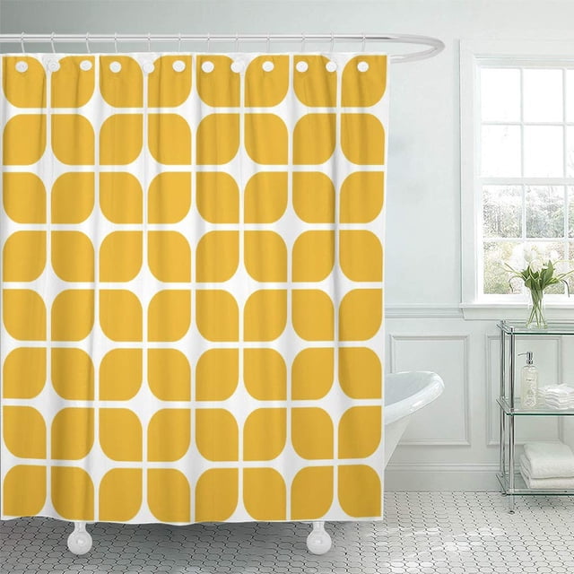 Cortina de Ducha ABPHQTO Mod Infantil Amarillo Mostaza Geométrica 160x180 cm