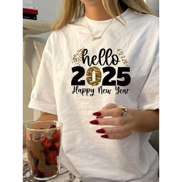 Vintage Style Crew Neck T-Shirt, Polyester Blend, Short Sleeve, Regular Length, with Geometric Pattern, for Summer Knit Fabric TeeFather's Day, Mother's Day, New Year, Spring Festival, Valentine's D