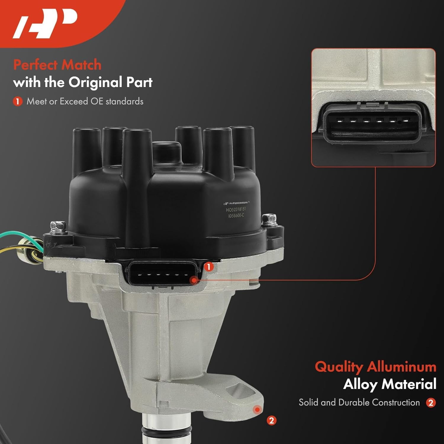 A-Premium Ignition Distributor with Cap & Rotor Compatible with Nissan Infiniti & Mercury Vehicles - 3.3L V6 Only - Frontier 1999-2004 Pathfinder 1996-2000 Quest 1999-2002 Xterra 2000-2004