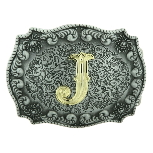 Yippo Accessories Letter "J" Initial Western Pattern Belt Buckle