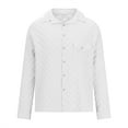 thumbnail image 4 of ZCFZJW Men's Long Sleeve Button Down Shirts Casual Big and Tall Regular Fit Solid Color Cotton Linen Shirts Untucked Beach Shirt with Pockets White XL, 4 of 6
