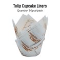 thumbnail image 2 of (Paquete de 50 piezas en color piel de vaca) Taza de pastel de tulipán Copa de fuego Papel sueco a prueba de grasa Papel de revestimiento para hornear, 2 of 14